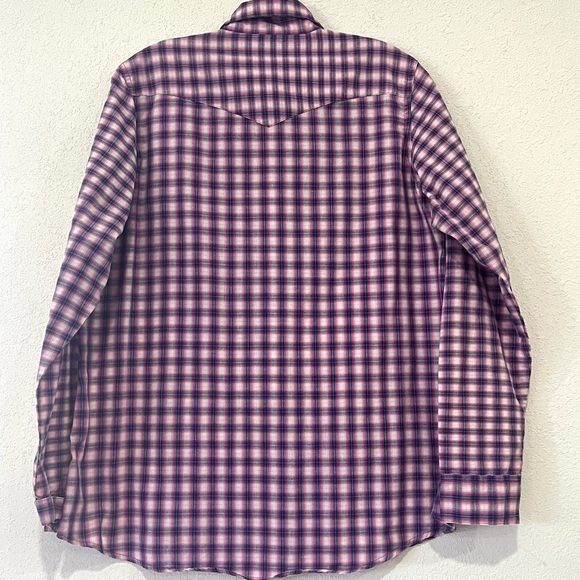 Wrancher By Wrangler Womens Pink and Purple Pearl Snap Top Size Large - Picture 3 of 4